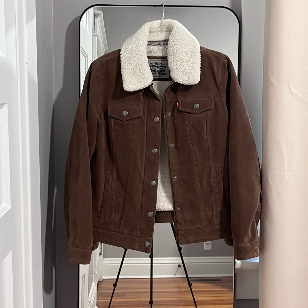 Levi's Dark Brown Jacket with White Sherpa Collar